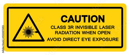Caution Class 3R Invisible Laser Radiation Symbol Sign,Vector Illustration, Isolate On White Background Label.EPS10