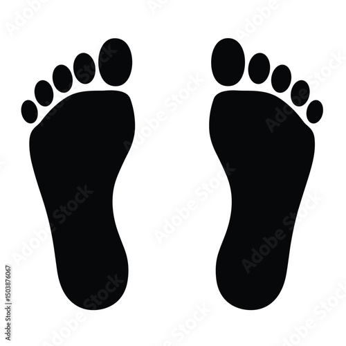 Shoe and bare foot print icon vector set