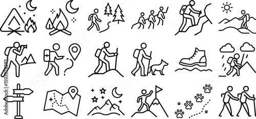 Hiking and Outdoor Activity Icons