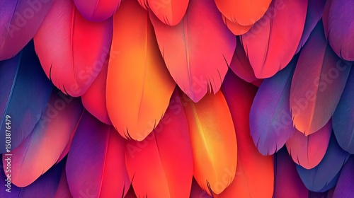 Seamless texture showing layered parrot feathers in bright tones, ideal for bold surface decoration and textile design.