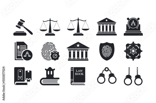Law Enforcement and Judicial System Icons Set
