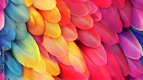 Wallpaper Mural Seamless tile of colorful parrot feathers, perfect for vibrant background designs, exotic animal patterns, and tropical-themed print materials. Torontodigital.ca