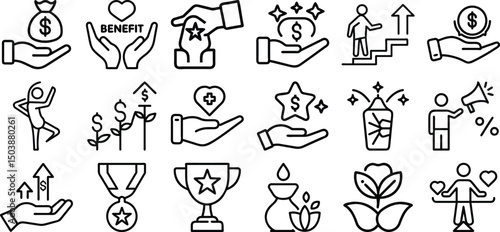 Office Benefits and Incentives Line Icons