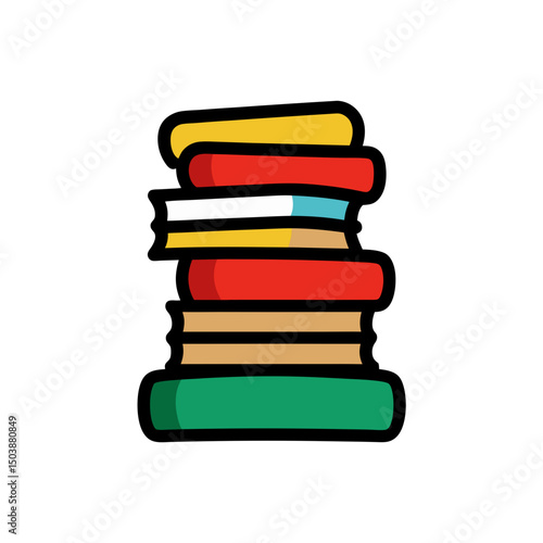 Cartoon Stack of Books Doodle Art
