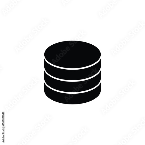 Black Cylindrical Tiered Shape with Rings Isolated on White Background