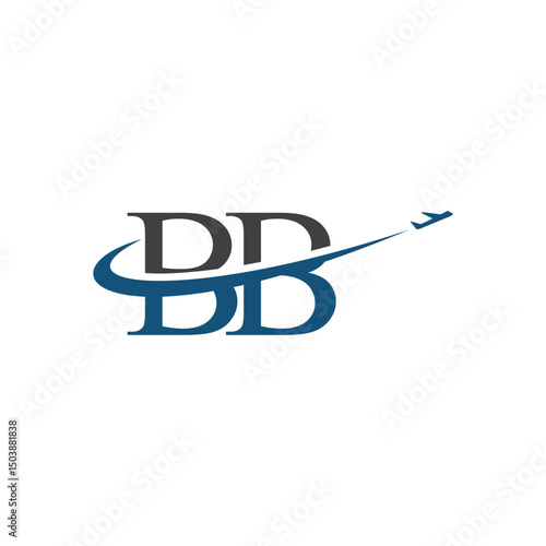 letter BB travel airplane logo vector