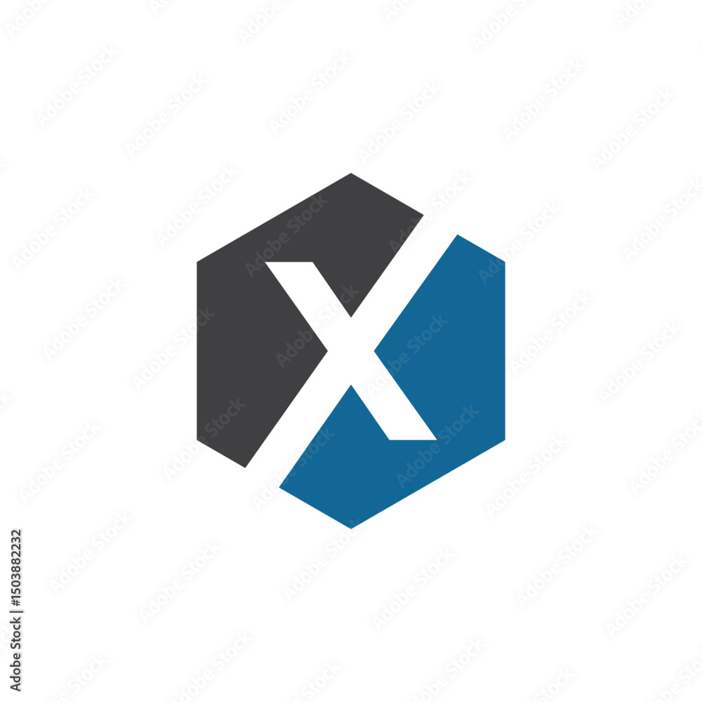 Obraz premium initial X hexagon logo vector
