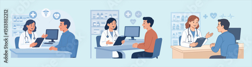 Doctor Patient Consultation Medical Healthcare Vector Illustration