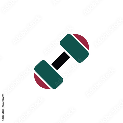 Flat Dumbbell with Rounded Edges on Transparent Background