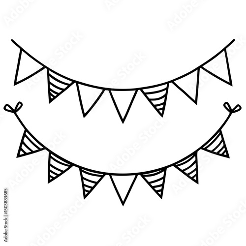 Hand drawn bunting flags party decoration