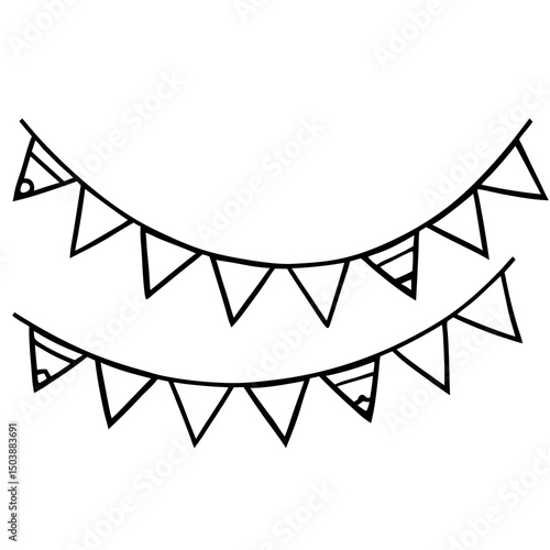 Hand drawn bunting flags party decoration