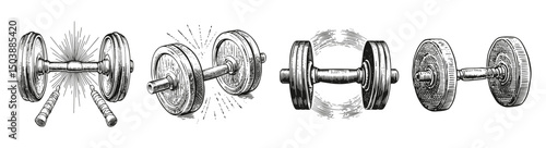 Vintage Style Barbell Collection for Fitness and Weight Training