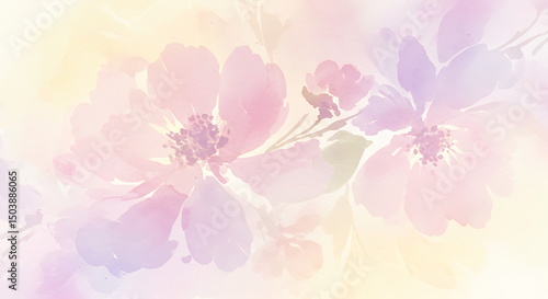 Watercolor Floral Arrangement with Soft Pink and Lavender Hues