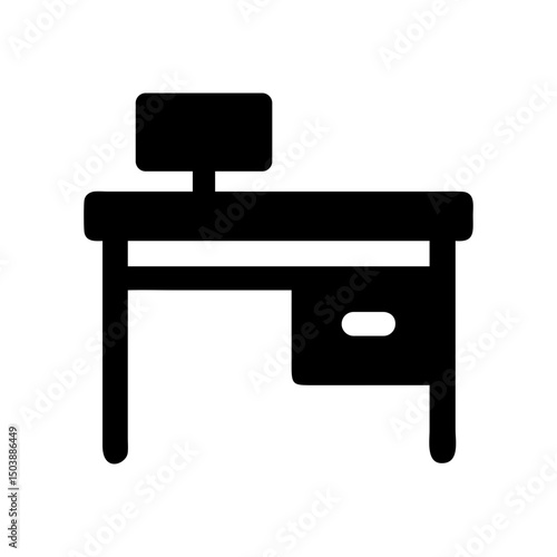 desk silhouette workspace furniture flat icon

