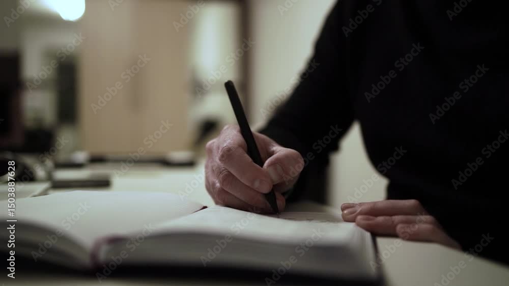 Writing in a Notebook with a Pen, Soft Focus Blurred Background Writing in a Notebook with a Pen, Soft Focus Blurred Background