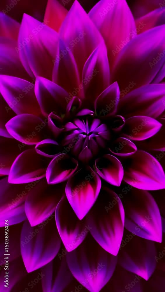 Timelapse of a dahlia flower blooming, vibrant layered petals in rich colors, cinematic symmetry, created with generated AI. Timelapse of a dahlia flower blooming, vibrant layered petals in rich colors, cinematic symmetry, created with generated AI.