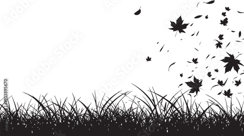 Leaves blowing in the wind. silhouette illustration