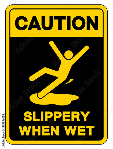 Caution Slippery When Wet Symbol Sign,Vector Illustration, Isolate On White Background Label.EPS10