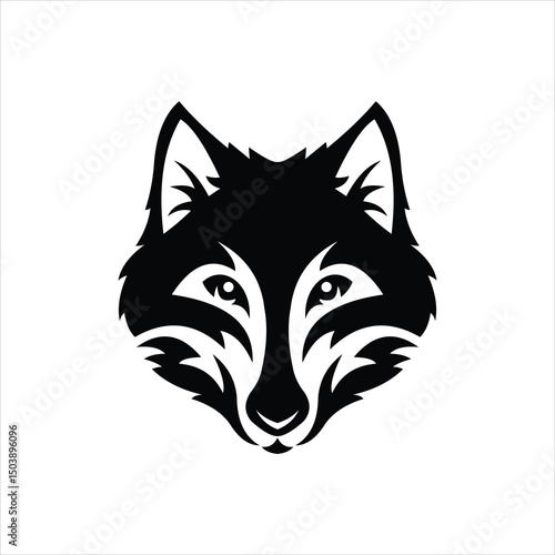 Wolf head monochrome symbol logo vector illustration