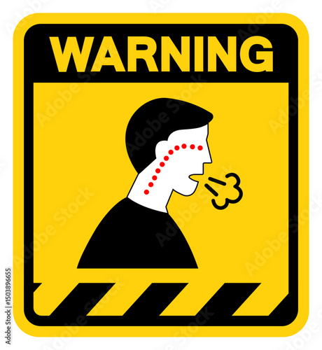 Symptoms Shortness Of Breath Of Covid-19 Virus Warning Sign, Vector Illustration, Isolate On White Background Label.EPS10