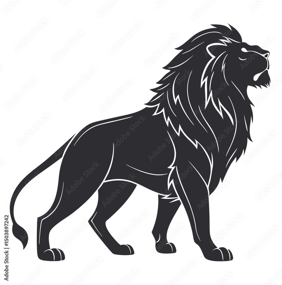 Majestic Roaring Lion Vector in Black and White
Majestic Roaring Lion Vector in Black and White