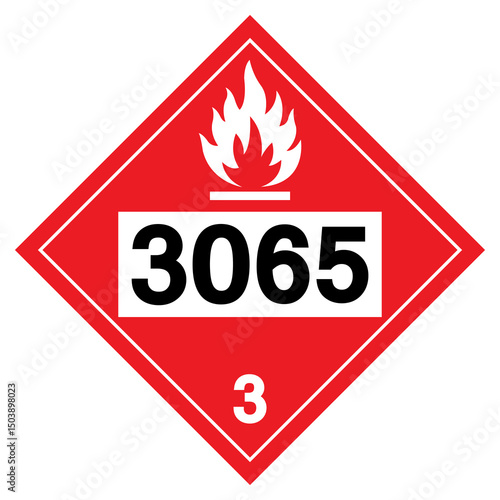 UN3065 Flammable Liquid Symbol Sign, Vector Illustration, Isolate On White Background, Label.EPS10