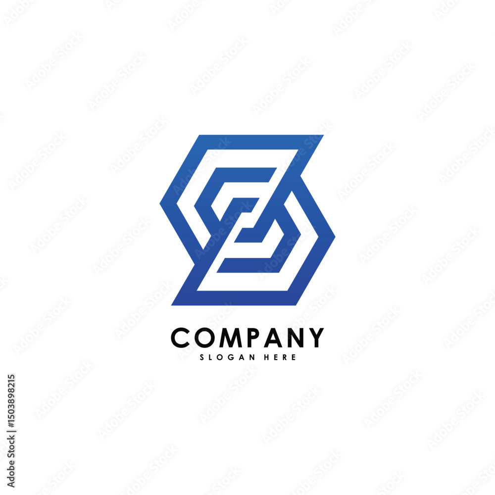 Fototapeta premium S initial letter hexagon modern logo design template vector