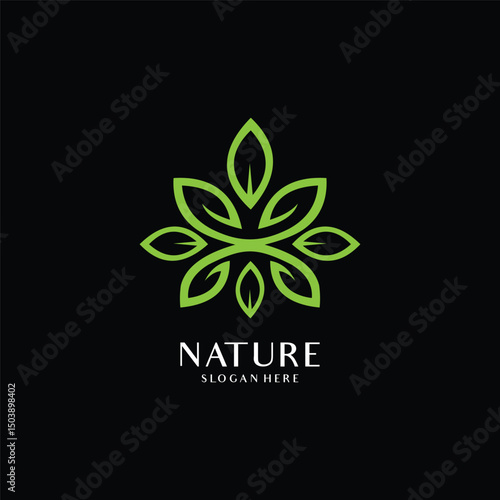green leaf ecology nature element vector icon