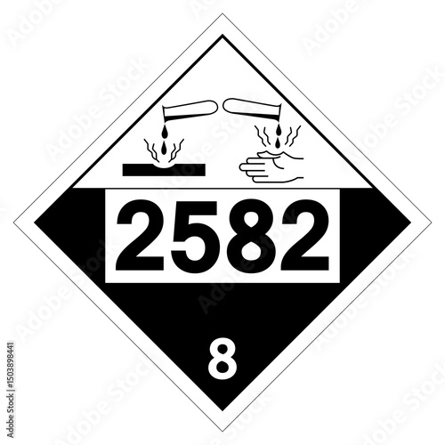 UN2582 Class 8 Ferric Chlorid Solution Symbol Sign, Vector Illustration, Isolate On White Background Label.EPS10