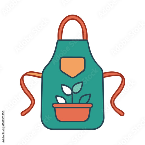 Gardening apron design, teal and orange, for websites and blogs