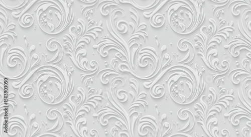 Seamless vintage floral vector pattern with ornate pink flower and leaf design