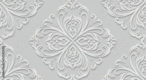 Seamless damask floral pattern vector ornament decoration with vintage baroque style