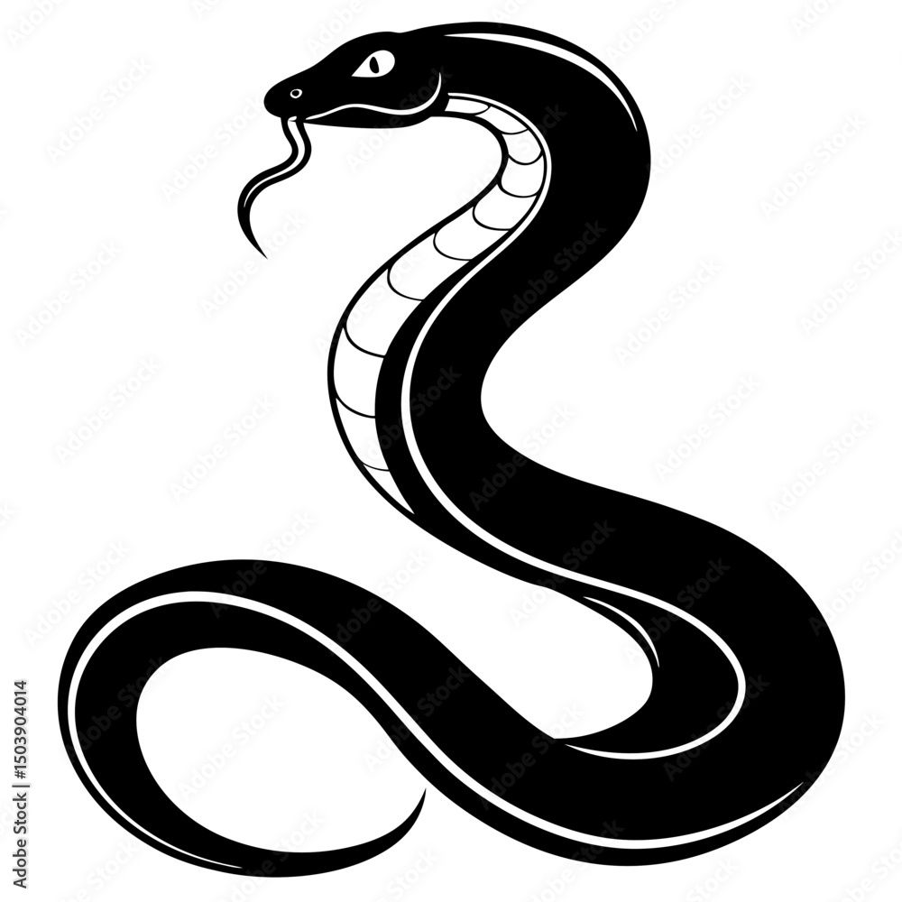 Fototapeta premium Stylized black and white snake illustration