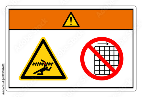 Warning Exposed Rotating Parts Will Cause Service Injury Or Death Do Not Remove Guard Symbol Sign, Vector Illustration, Isolate On White Background Label .EPS10