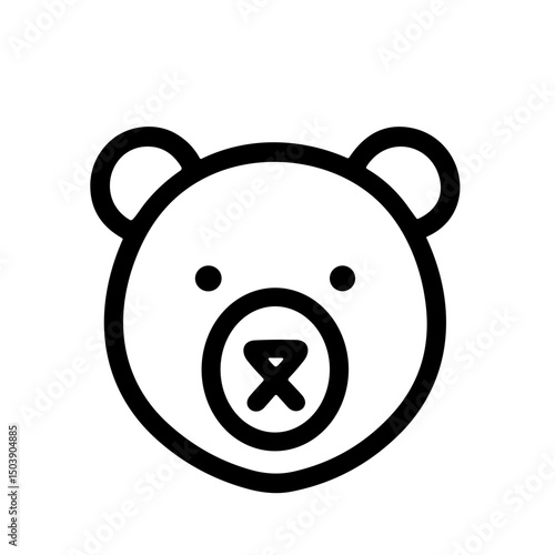 Minimalist Line Art Bear Head Animal Face Icon Design Element