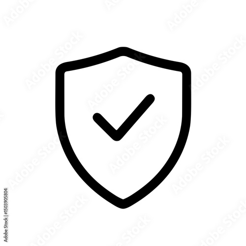 Simple Outline Shield Checkmark Tick Shape Icon with Rounded Corners