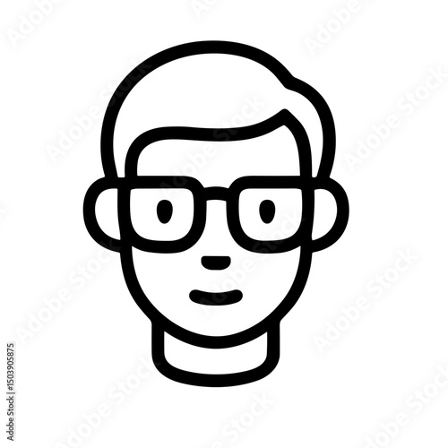 Simple Outline Head and Shoulder with Glasses Portrait Illustration Icon