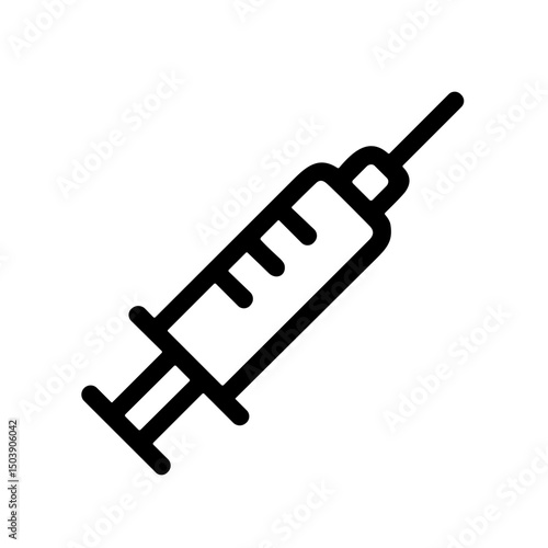 Minimalist Line Syringe Medical Injection Healthcare Treatment Sign Icon