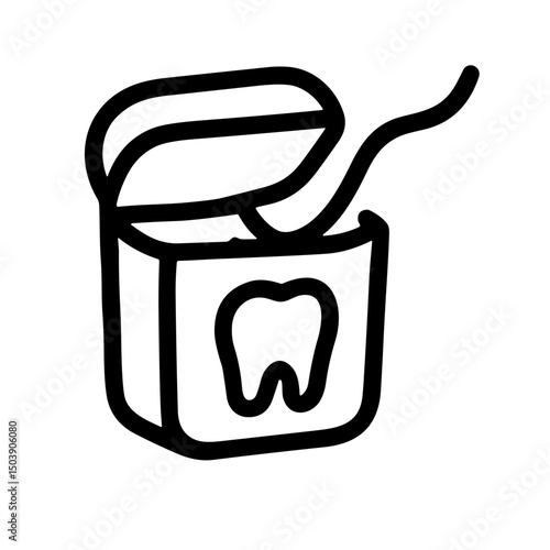 Simple Outline Dental Floss Box with Tooth Icon Hygiene Illustration