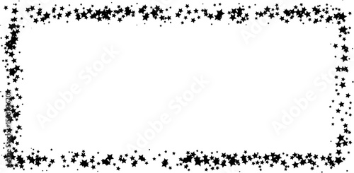 Starry horizontal frame. Vector decoration effect from flowing stars. Design elements for anniversary, birthday, party or other celebrating events.