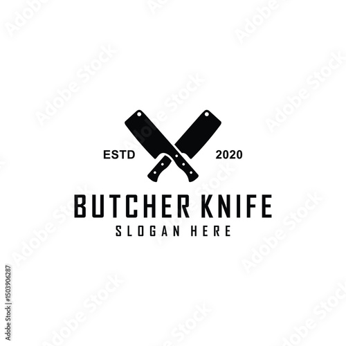 butcher knife logo design emblem