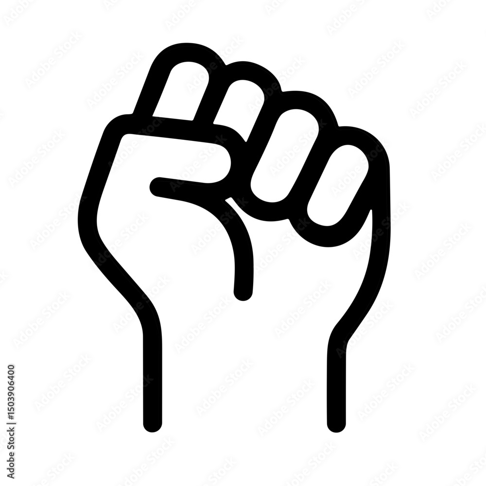 Obraz premium Simple Outline Human Fist Upward Symbol Shape Icon Illustration