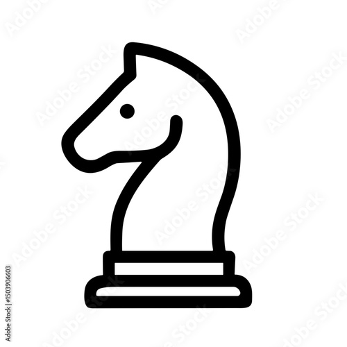 Minimalist Outline Knight Chess Piece Symbol Strategy Game Icon