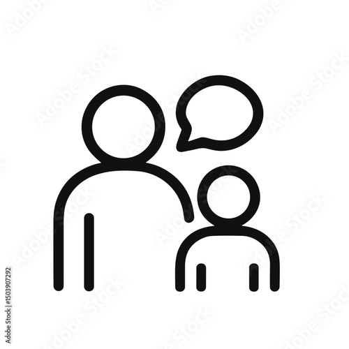 Simple Line Art Conversation People Communication Icon Minimalist Design