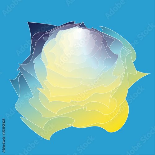 This image displays a vector graphic design style that can be described as abstract floral or organic forms with gradient fills and contour lines.