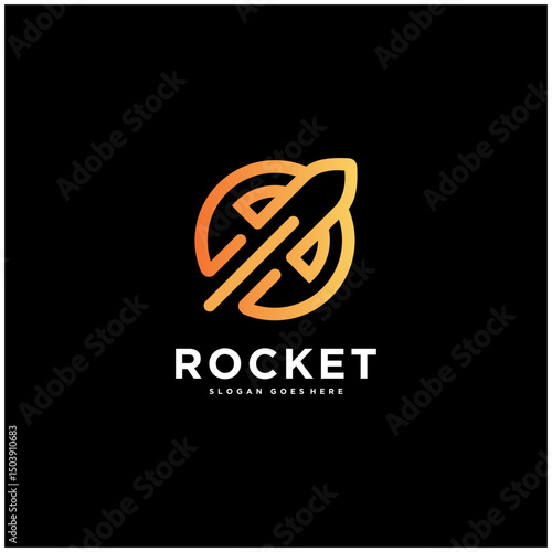 rocket launch logo vector template