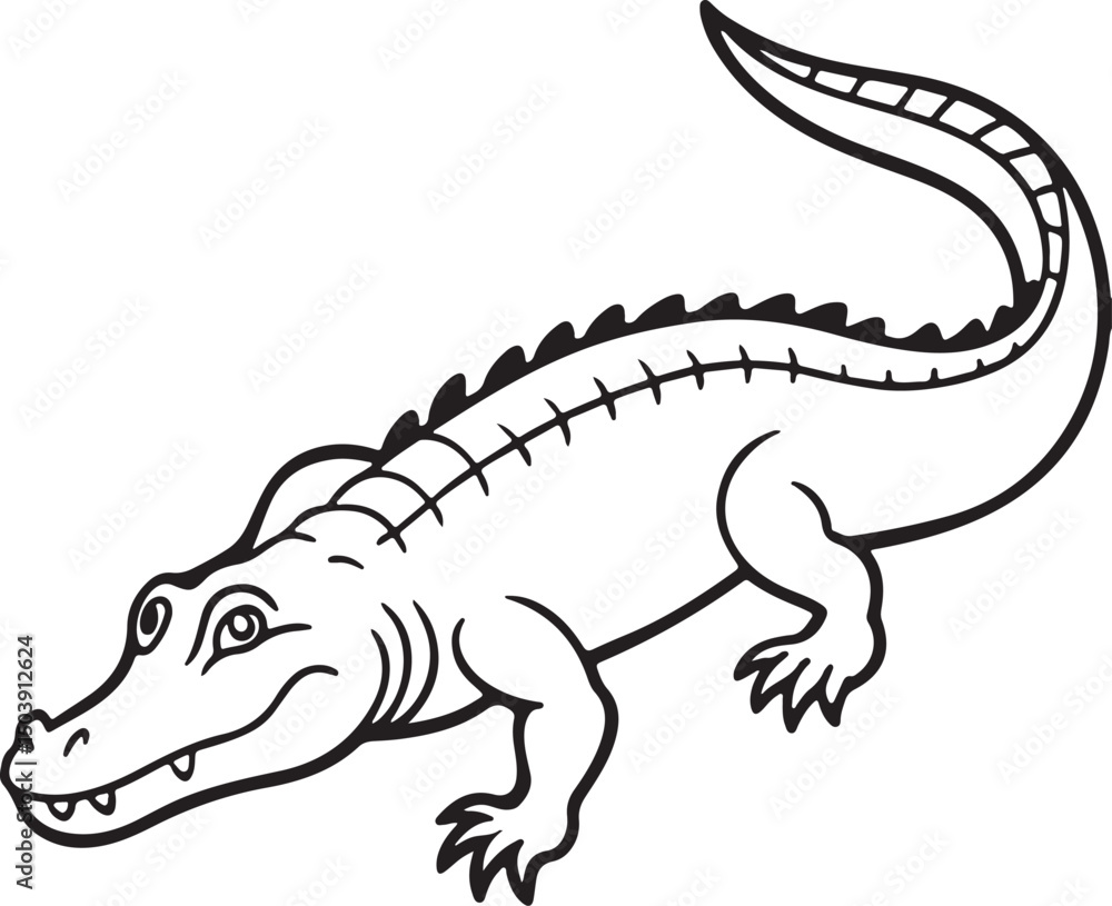 Obraz premium A crocodile line art vector