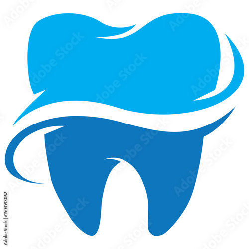 Tooth icon. Dental clinic logo. Human teeth vector illustration. Blue dentistry logotype. Oral hygiene concept. Dentist sign. Molar tooth enamel symbol. Simple tooth pictogram design.