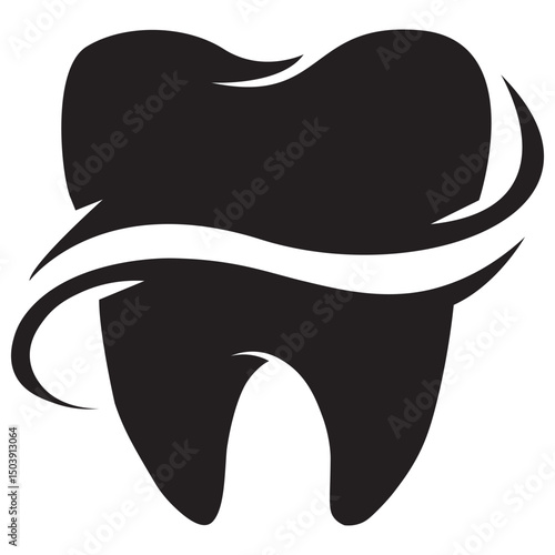Tooth icon. Dental clinic logo. Human teeth vector illustration. Blue dentistry logotype. Oral hygiene concept. Dentist sign. Molar tooth enamel symbol. Simple tooth pictogram design.
