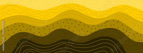 Abstract curvy yellow soil layers. Sedimentary strata